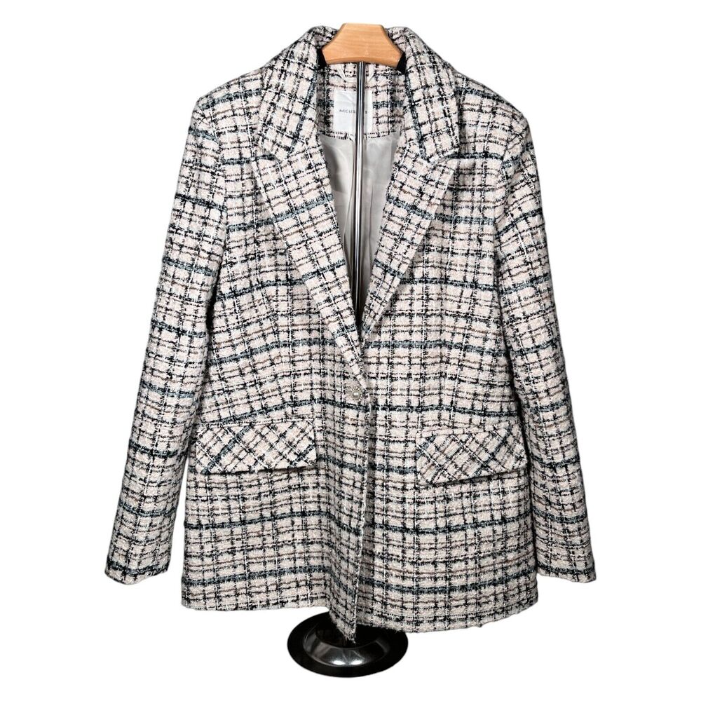 Avec Les Filles Blazer Womens XL Tweed Preppy Old Money Academia Plaid NWT